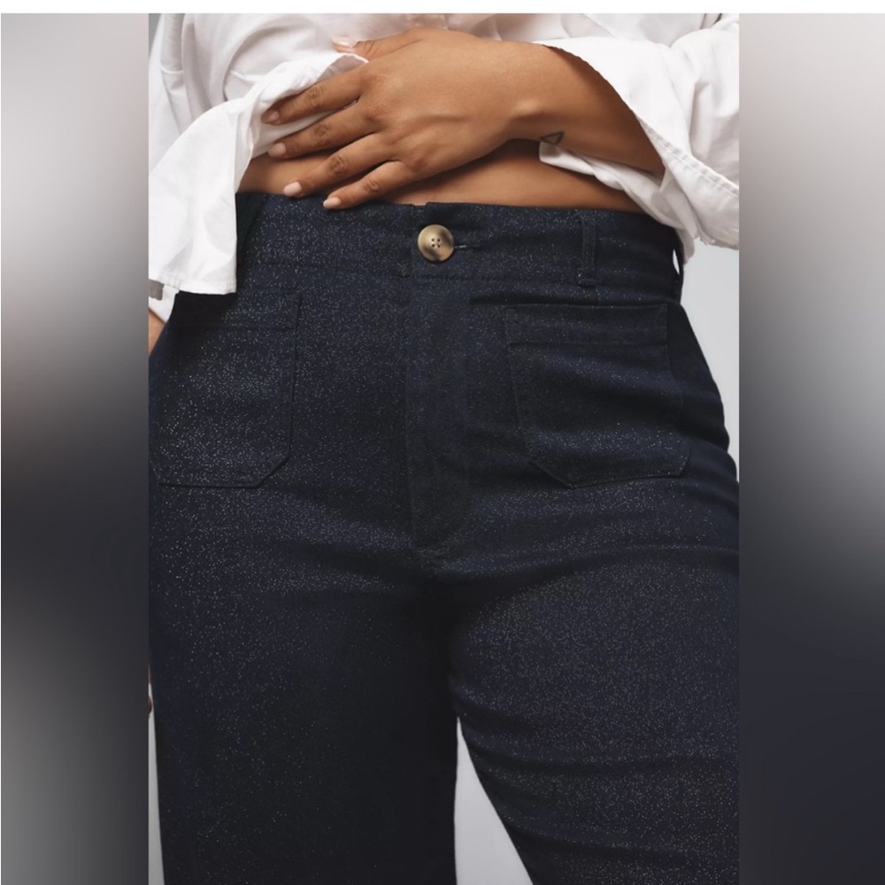 Anthropologie The Colette High-Rise Cropped Wide-Leg Jeans Sparkle plus 16 W - Picture 5 of 9